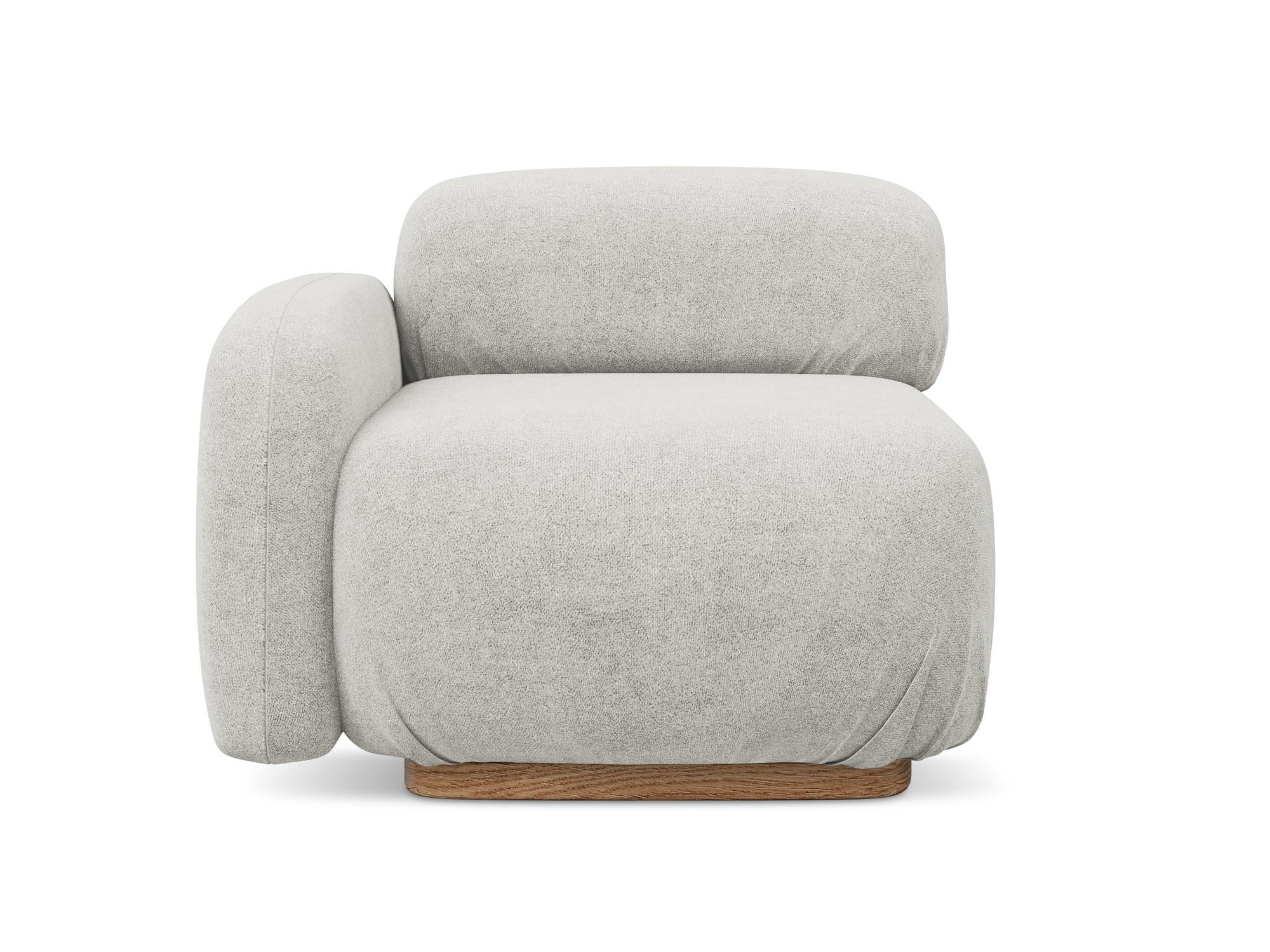SOFAELEMENT Links Bouclé Stoff Grau - Silberfarben/Braun, Holz/Textil (95/73/95cm) - Makamii