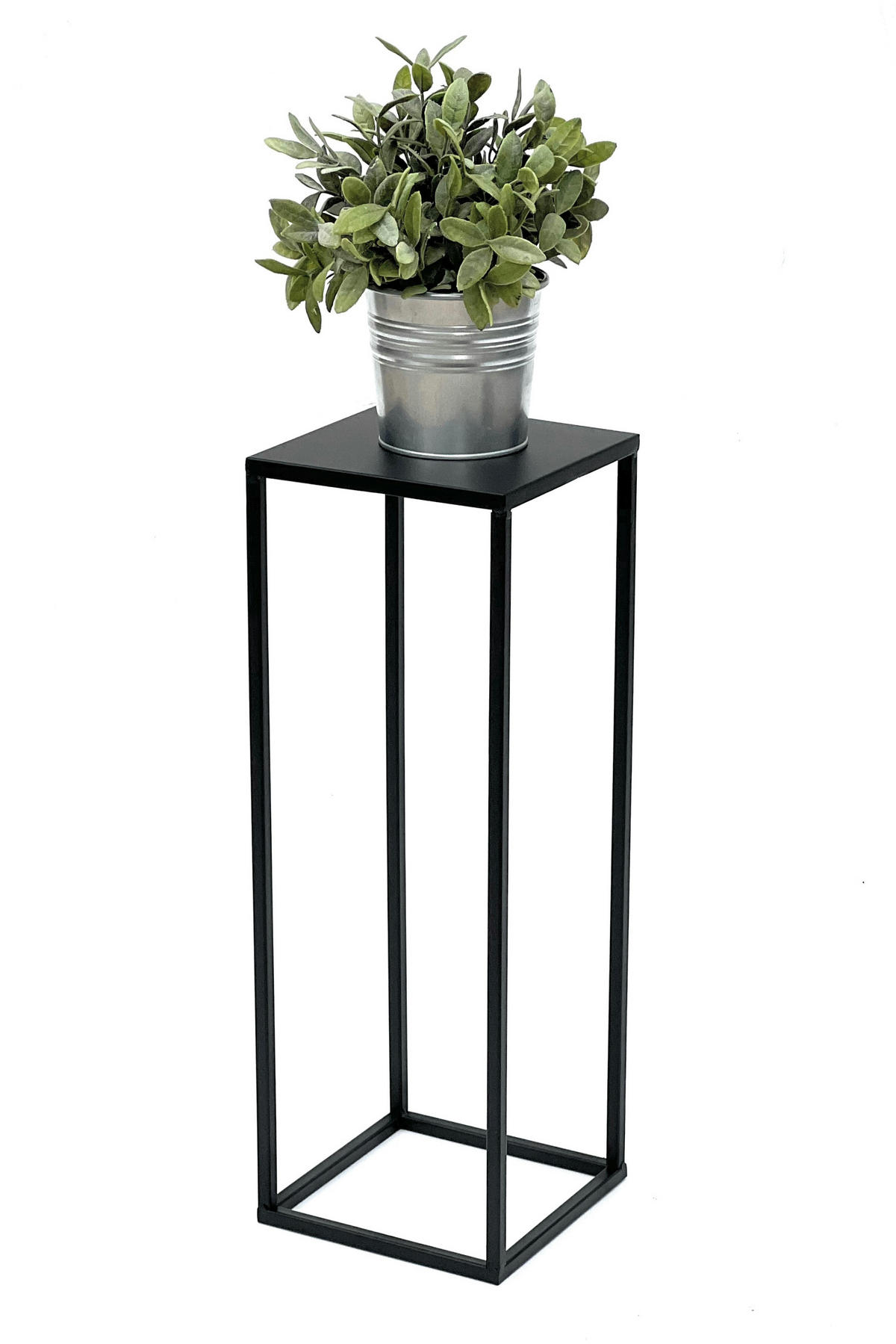 BLUMENHOCKER Metall Schwarz Eckig 50 cm 96315 S  - Schwarz, Metall (18/50/18cm) - DanDiBo