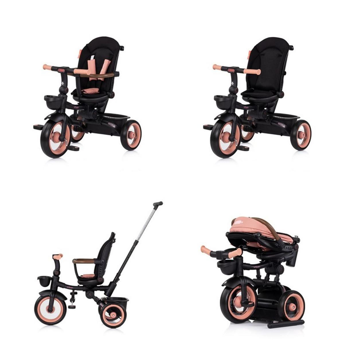 DREIRAD Urban rosa Lenker mit Licht, klappbar, Sitz drehbar, Korb - Rosa, Metall (94/51/98cm) - Chipolino