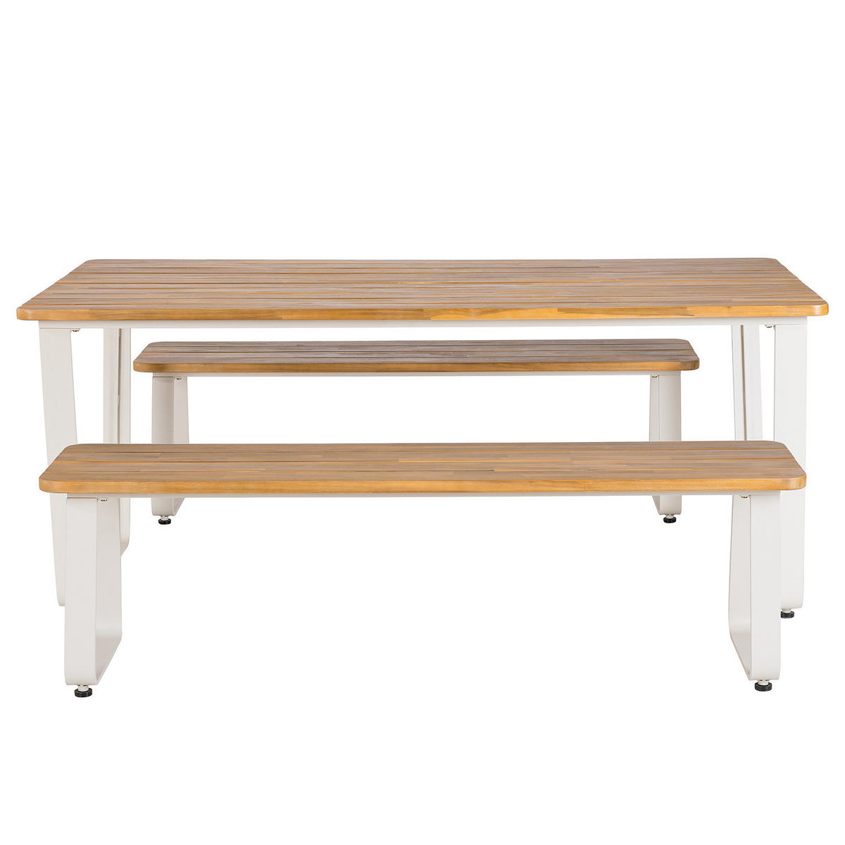 GARTENSITZGRUPPE - Akazie massiv / Aluminium - Braun / Beige - 3-teilig - Akaziefarben, Holz/Metall - home24