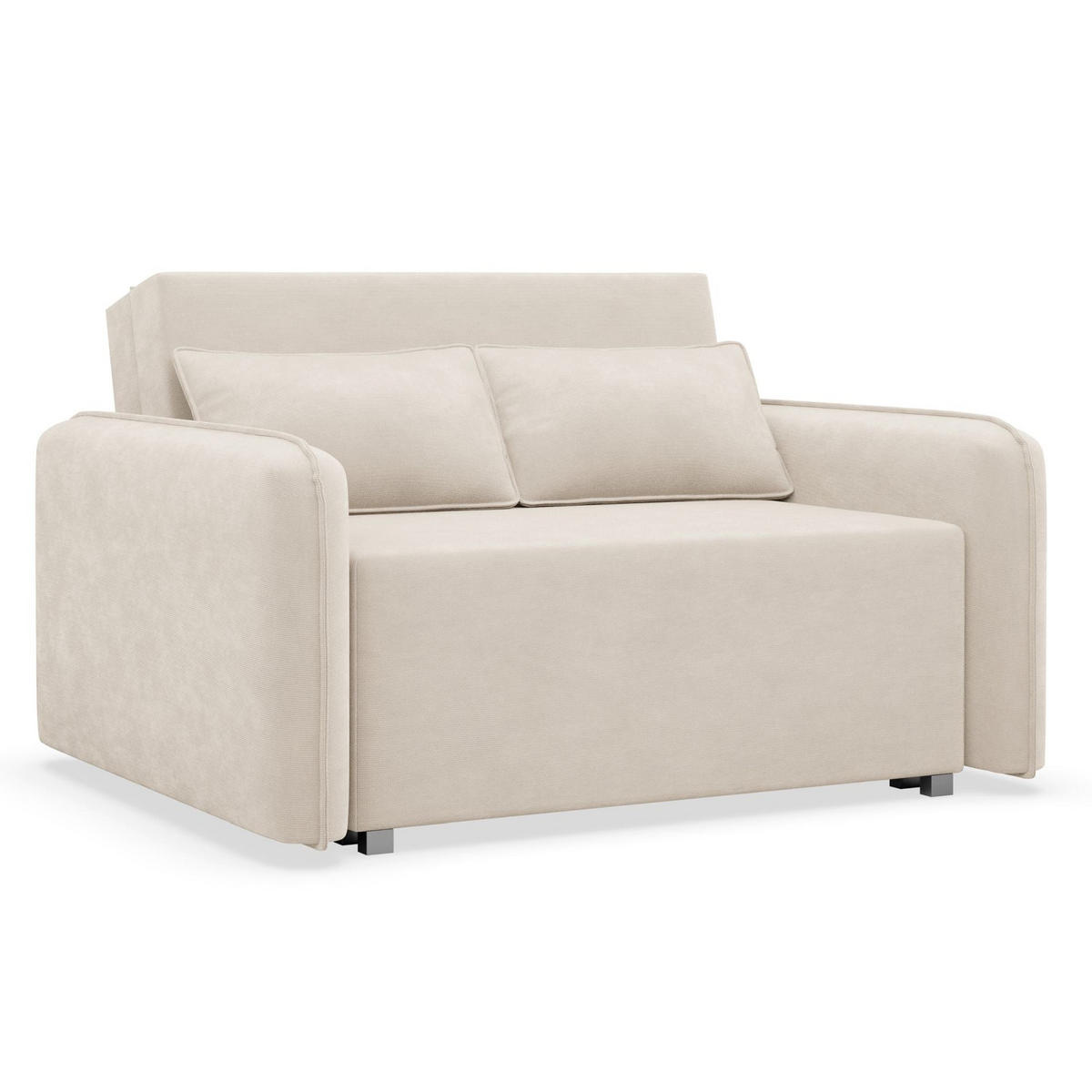 2-SITZER SCHLAFSOFA Duelia Hellbeige, hydrophobe Chenille - Ecru/Schwarz, Textil/Metall (144/85/124cm) - Selsey