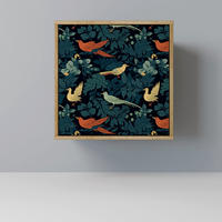 SIDEBOARD FOWL ORNAMENT, Eichefarben, 57,5x42x57,5 cm, Ohne Füße - Eichefarben/Multicolor, Holzwerkstoff (57.5/57.5/42cm) - SpaceRebels
