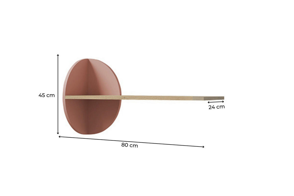 WANDREGAL LEXO 17 82/45/24 cm in Eiche Cremona/Puderrosa - Eichefarben/Rosa, Holzwerkstoff (82/45/24cm) - Deine Möbel 24