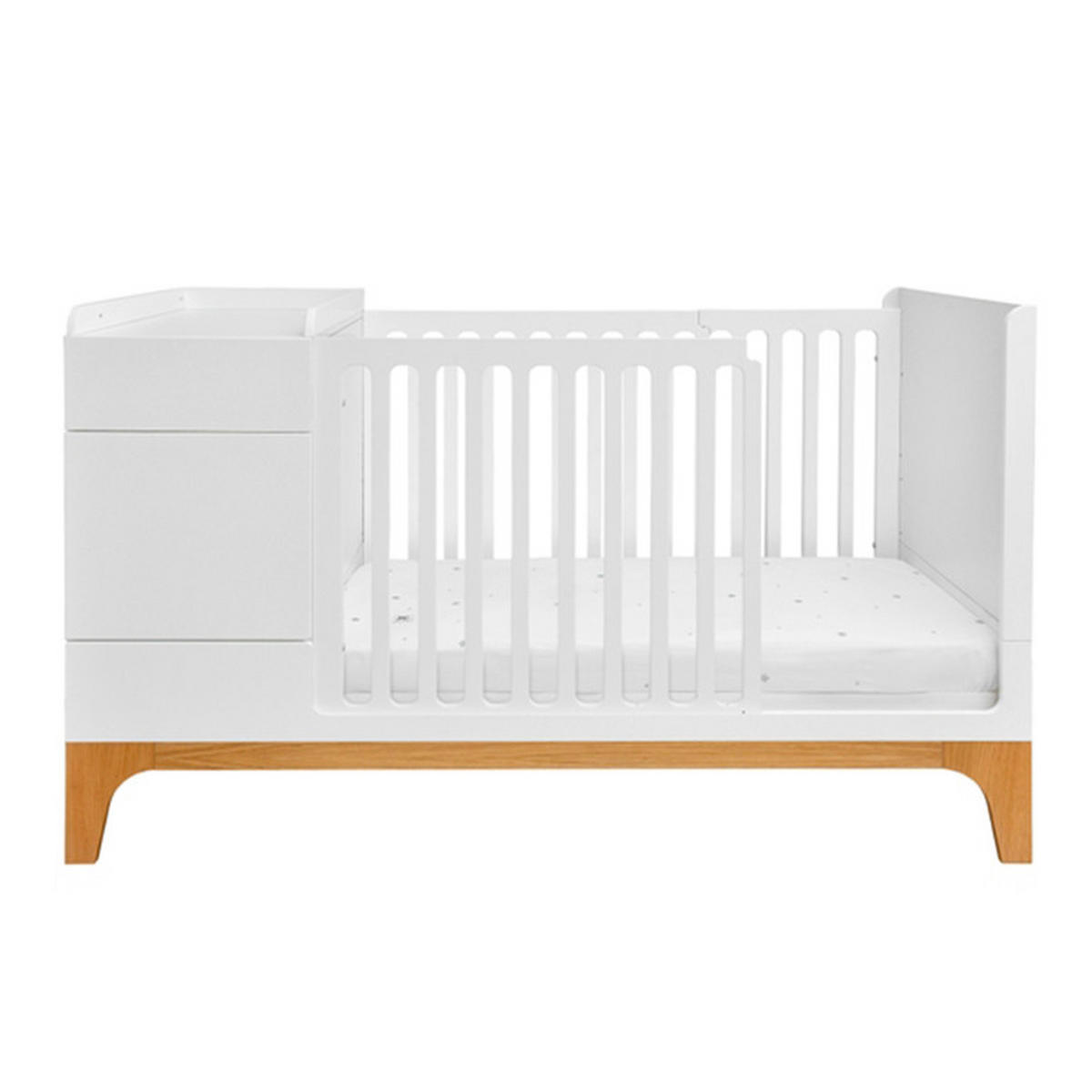 GITTERBETT Weiß und Holz - Weiß, Holzwerkstoff - Petits-meubles