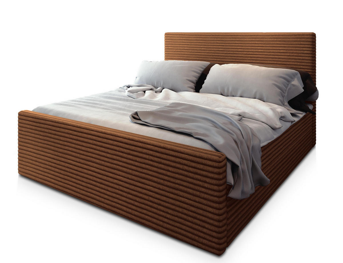 POSTEL BOXSPRING BRENTO 140x200 cm, s matrací a úložným prostorem, měděná - měděná, kompozitní dřevo/textil (140/200cm) - MASSENO