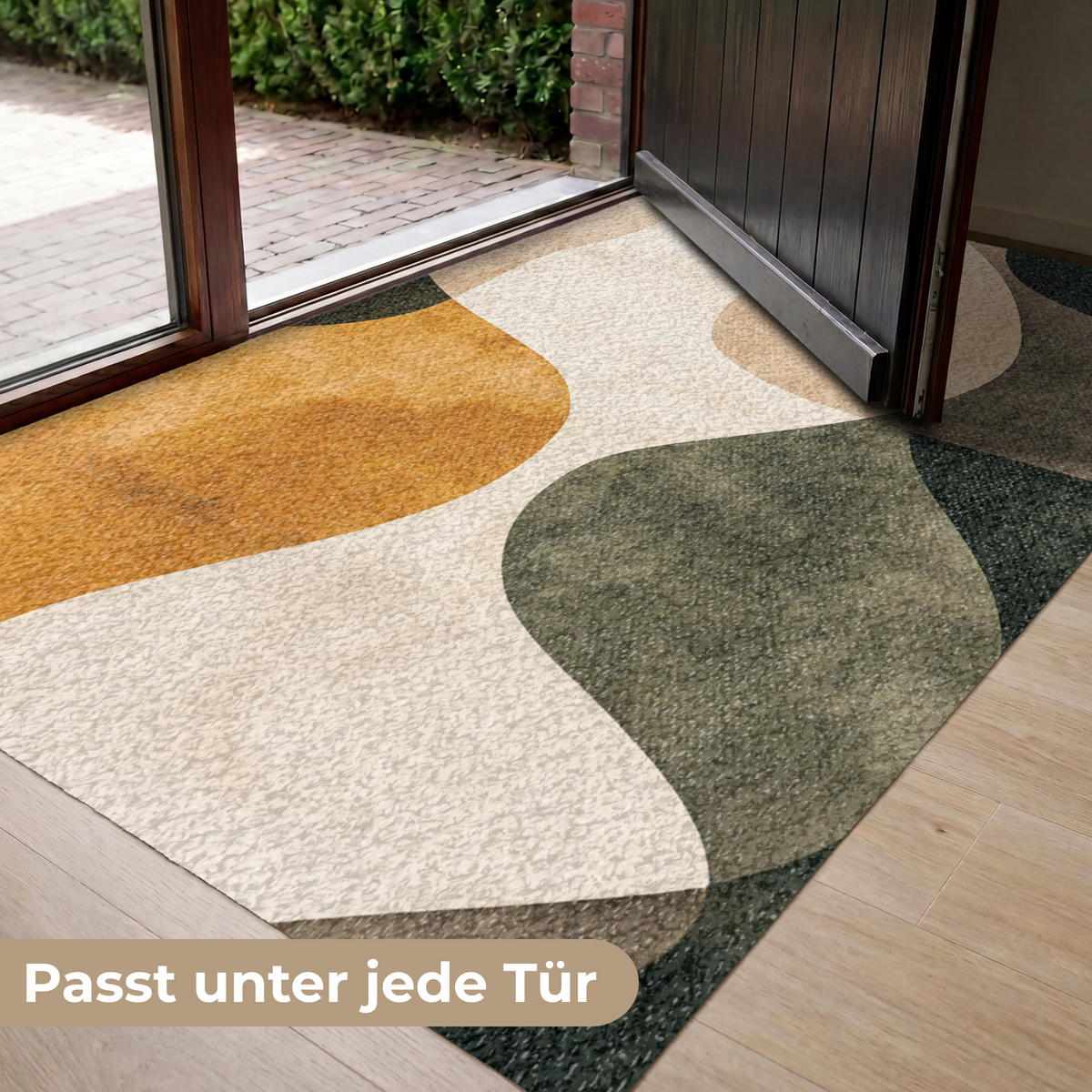 FUSSMATTE Formen - Ockergelb - Abstrakt Flurteppich 150x90 cm - Multicolor, Kunststoff (150/90cm) - MuchoWow
