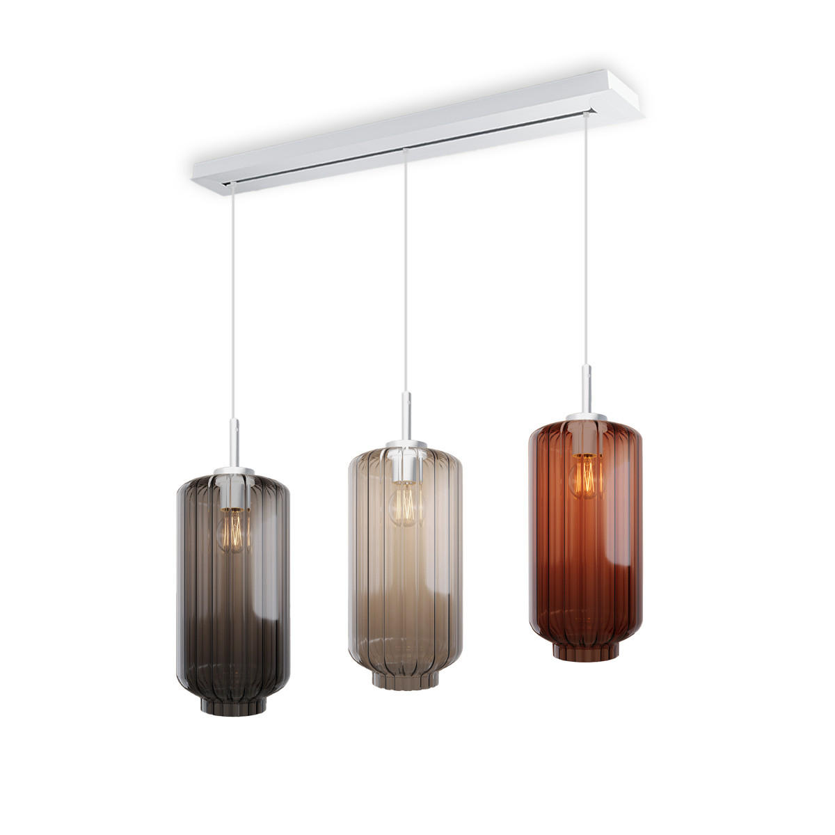 HÄNGELEUCHTE Velo 3-flammig Mehrfarbig Ø 18cm - Multicolor/Weiß, Glas (18/18/33cm) - s.luce