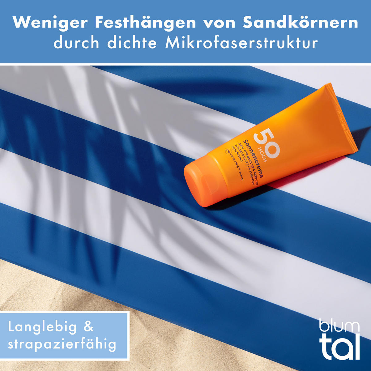 STRANDTUCH Thor 90/180 cm, Blaue Streifen - Blau, Textil (90/180cm) - Blumtal