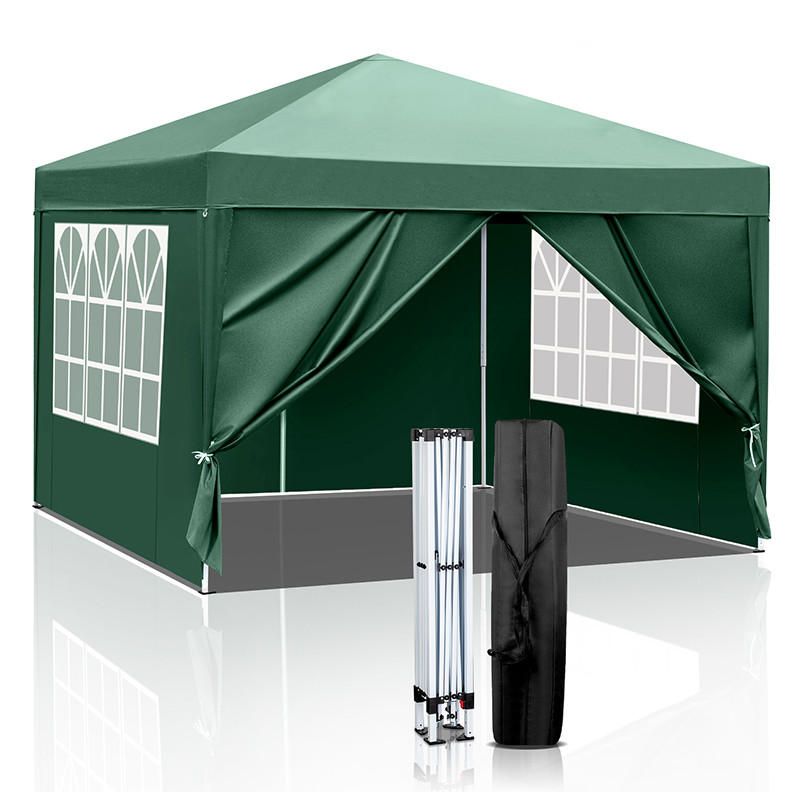 POP-UP-GARTENPAVILLON – 3×3 m, wasserdicht, höhenverstellbar, mit Seitenwänden und Fenstern - Grün, Metall (300/270/300cm) - Kaket