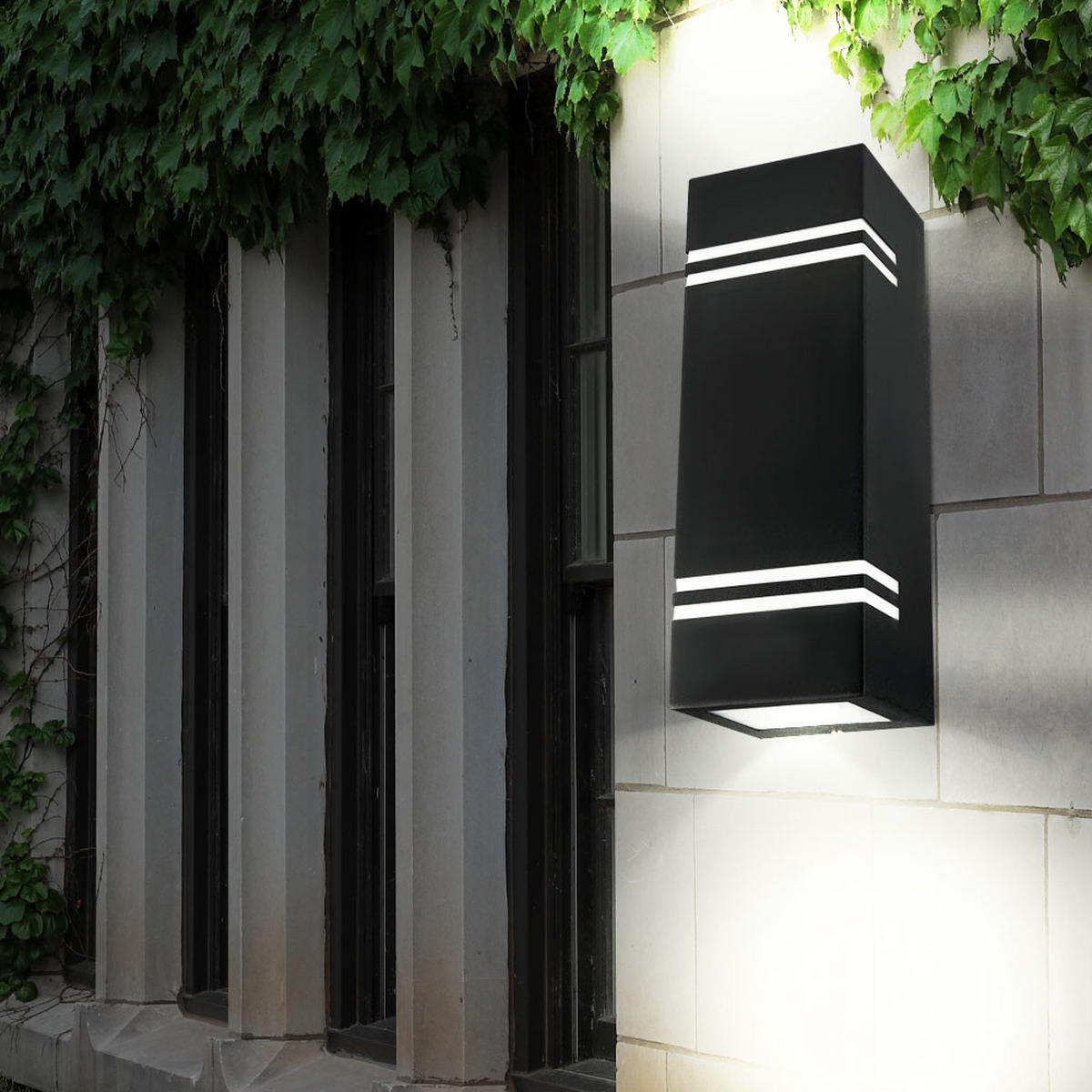 LED AUSSEN-WANDLEUCHTE Edelstahl Schwarz 2er Set - Schwarz, Metall (8.5/25/8.7cm)