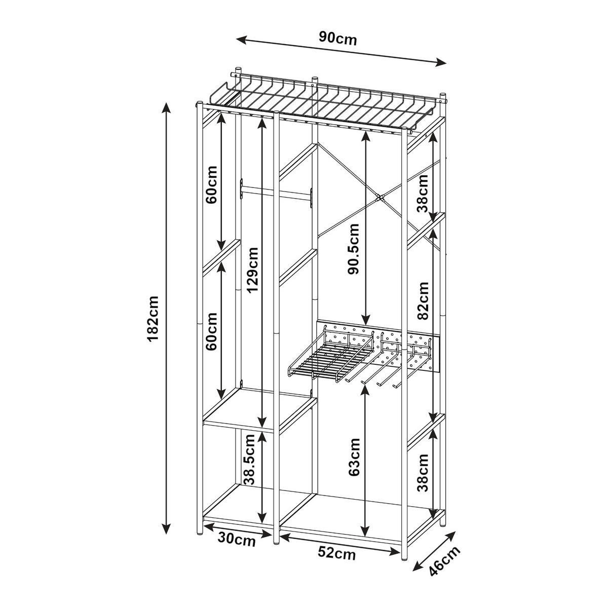GARDEROBENSTÄNDER Brønnøy - Schwarz, Metall (90/182/46cm) - [en.casa]