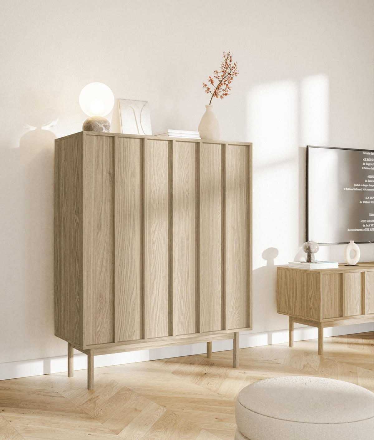 HIGHBOARD Neksto Eichenholzoptik 100 cm - Beige, Holz/Holzwerkstoff (100.2/124/40cm) - Selsey