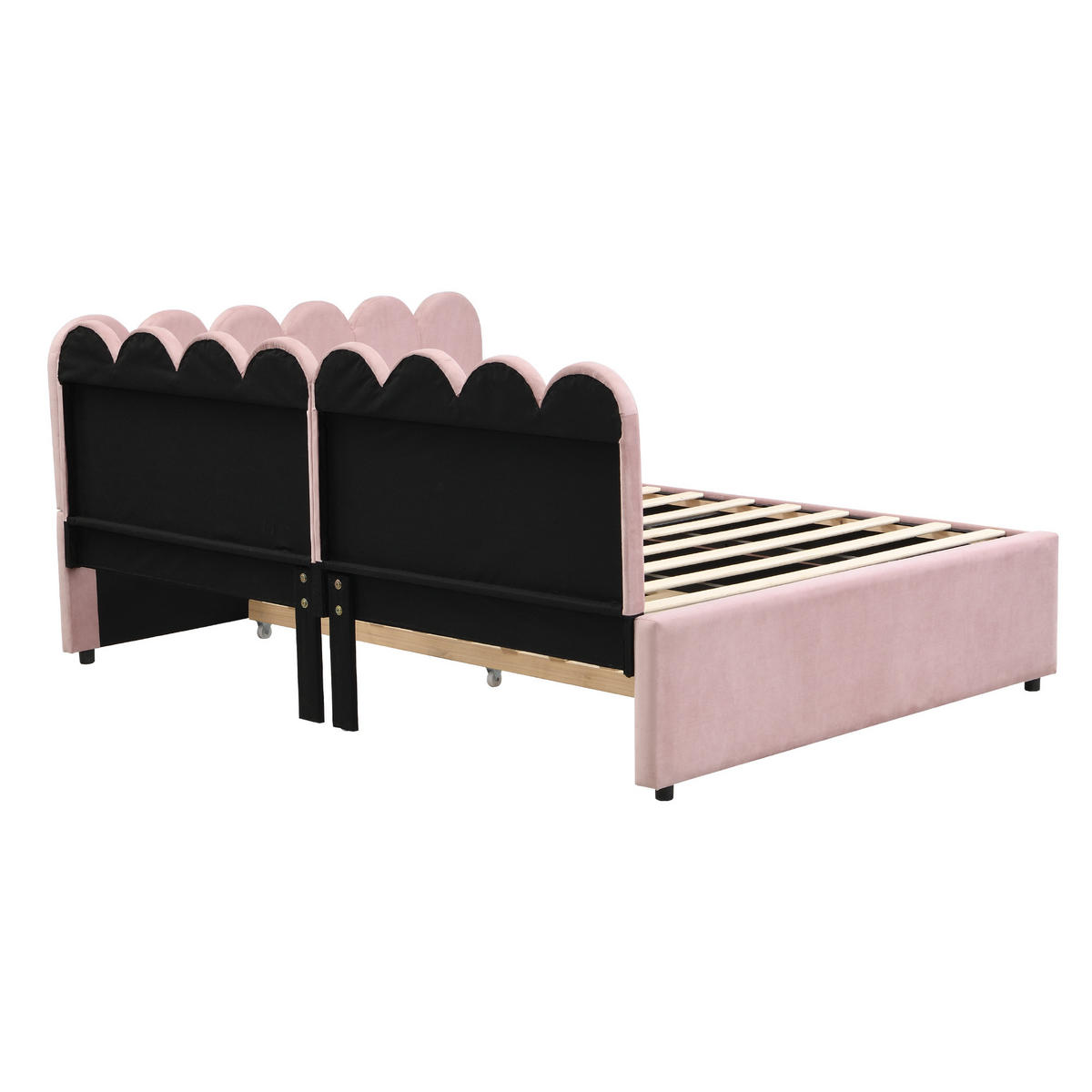 AUSZIEHBETT 140/230/200 cm DE-02037, in Rosa, mit L-Form - Pink, Metall (140/200cm) - ComfortXL