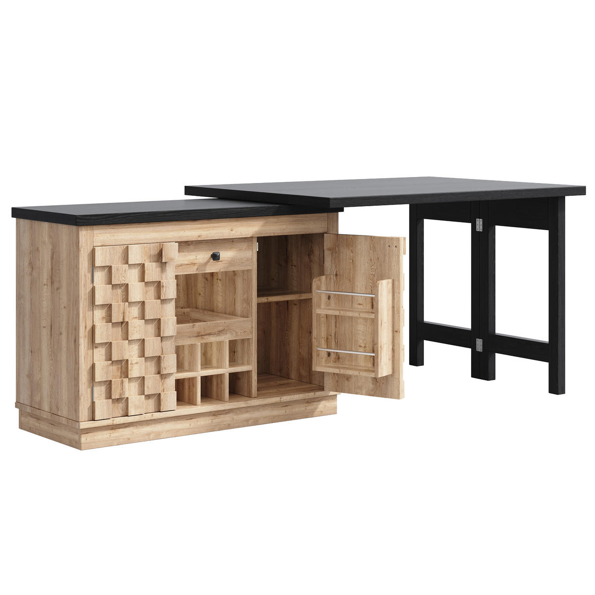KÜCHENINSEL DE-38580 ausziehbar 120-197 cm 360° drehbar Eiche hell - Naturfarben, Holzwerkstoff (120/74.2/40cm) - ComfortXL