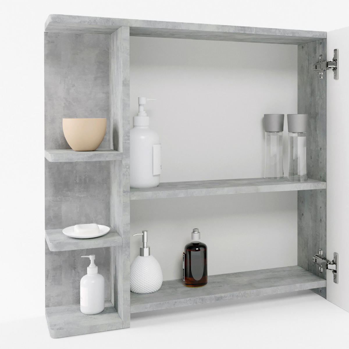 BADSPIEGELSCHRANK Fynn Beton 79.6 x 64 cm - Grau, Holzwerkstoff (79.6/64/21.2cm) - Vicco