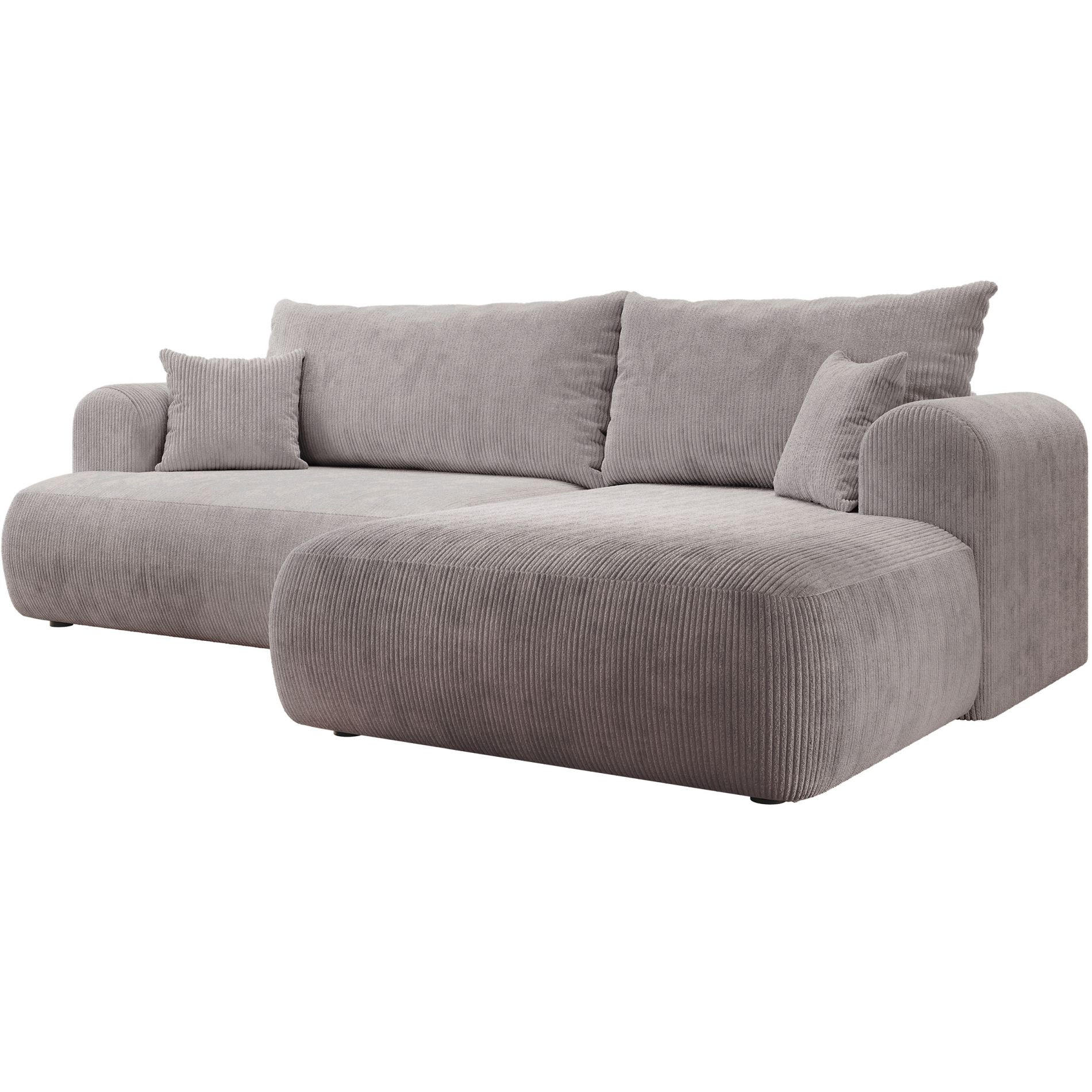 ECKSOFA Ovo Cord mit Cordbezug Hellgrau, rechts - Hellgrau/Schwarz, Textil (260/165cm) - Selsey