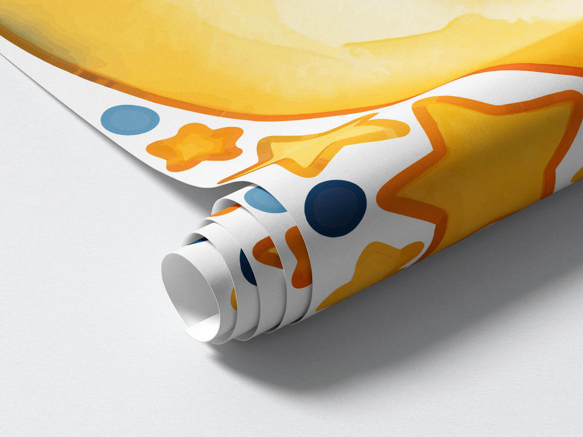 WANDAUFKLEBER 130x141cm - Nachthimmel Mond - Multicolor, Kunststoff (130/141/0.1cm) - Wallfluent