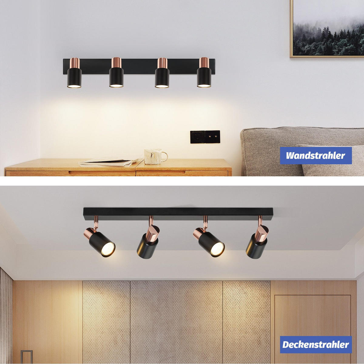 STRAHLER Altenburg 4-flammig 62/14/12 cm - Schwarz, Metall (62/14/12cm) - Nettlife