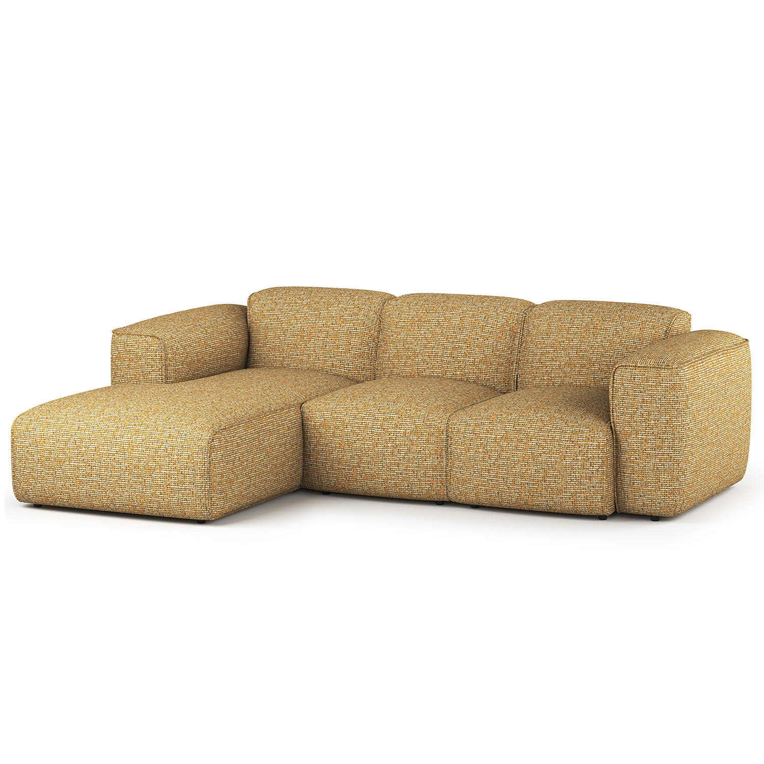 3-SITZER ECKSOFA mit Longchair - Schwarz/Honig, Kunststoff/Textil (251/173cm) - home24