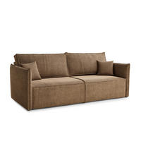 SOFA MIT SCHLAFFUNKTION Obra Hellbraun Chenille-Stoff - Hellbraun/Schwarz, Holz/Holzwerkstoff (220/70/107cm) - Maison de Reve