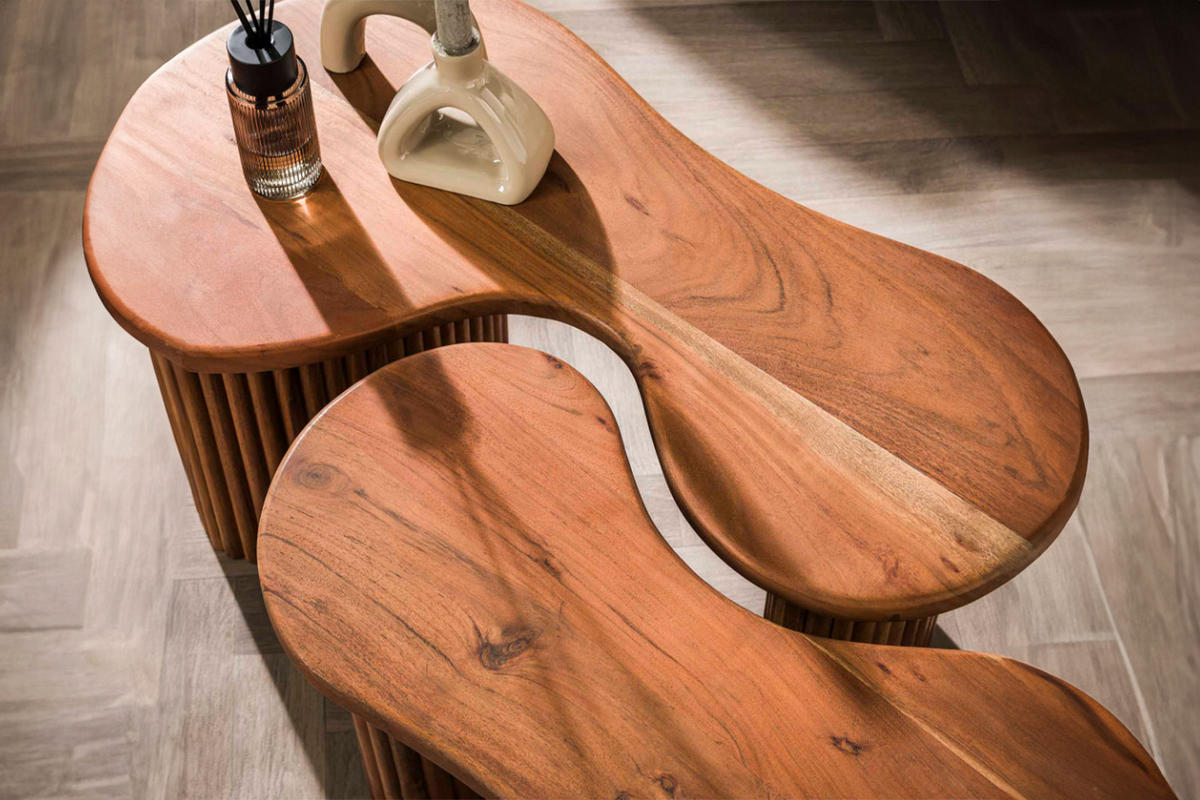 COUCHTISCH-SET MALIKA Braun Akazie - Braun, Akazienholz/Holz (80/45/42cm) - KAWOLA