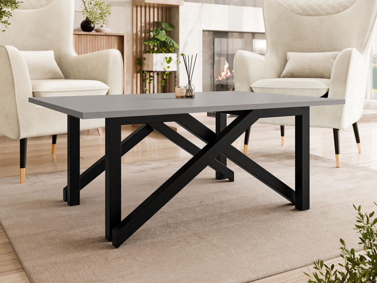2-IN-1 COUCHTISCH UND ESSTISCH Xena Bis - Hellgrau/Schwarz, Holzwerkstoff/Metall (70/100/45cm) - MIRJAN24