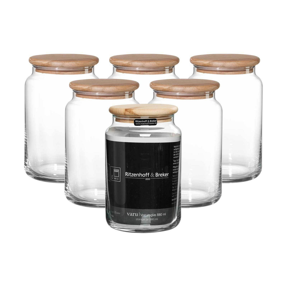 VORRATSGLÄSER Varu transparent 880 ml 6er Set - Transparent, Glas (10/15/10cm) - Ritzenhoff Breker