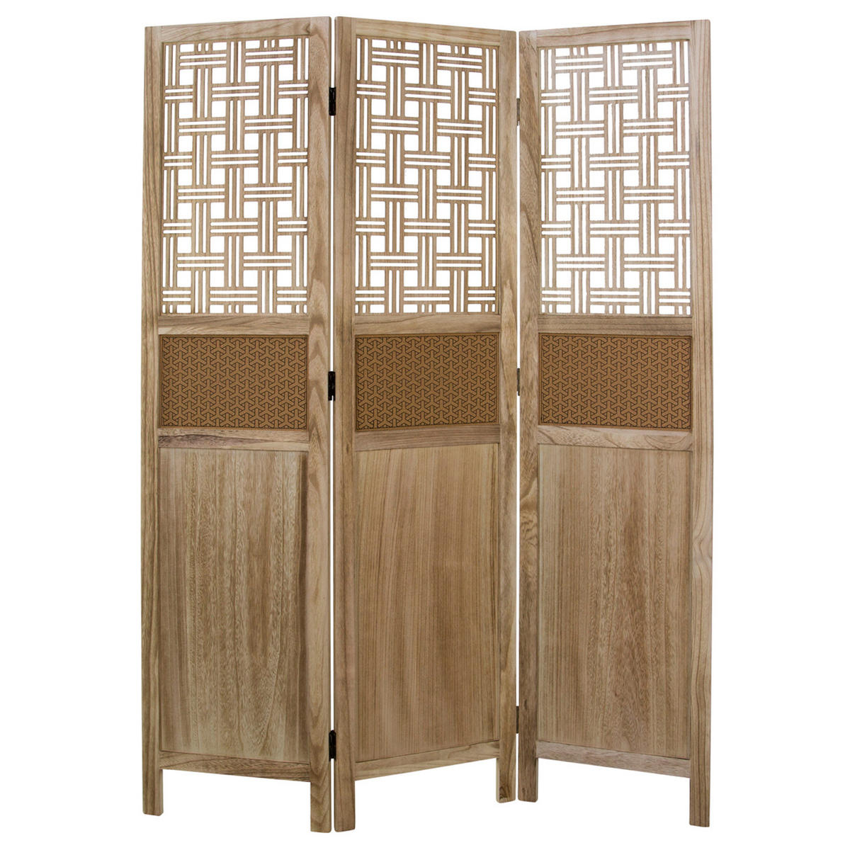 PARAVENT 3-tlg. 120/170 cm Braun Kork-Ornamentik - Braun, Holz (120/170/1cm) - Homestyle4u