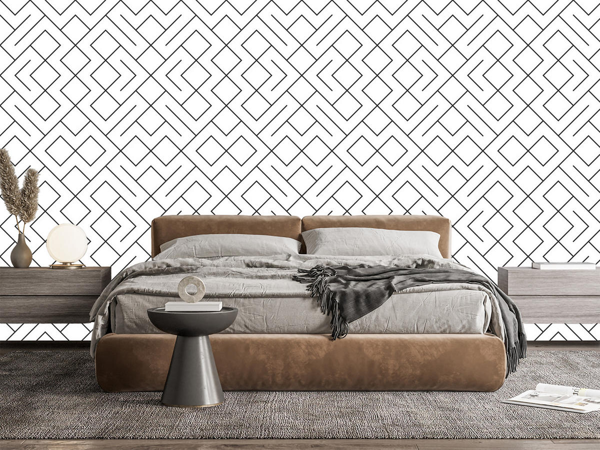 VLIESTAPETE Geometrische Linien – Schwarz, Weiß – 50x1000 cm - Schwarz/Weiß, Papier (50/1000cm) - Muralo