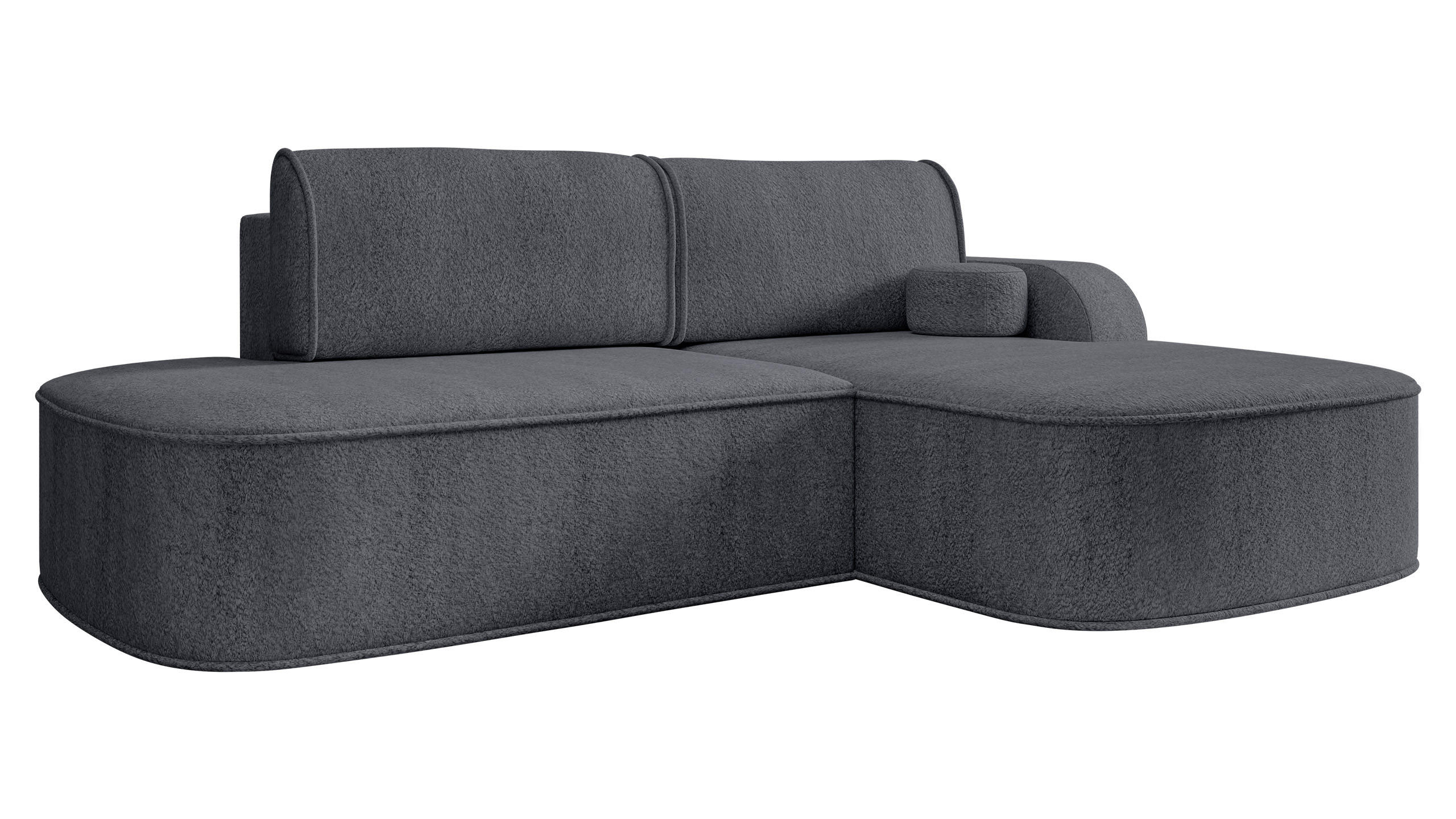 ECKSOFA Koro, Seite: Rechts - Dunkelgrau/Schwarz, Holz/Kunststoff (256/177cm) - MIRJAN24