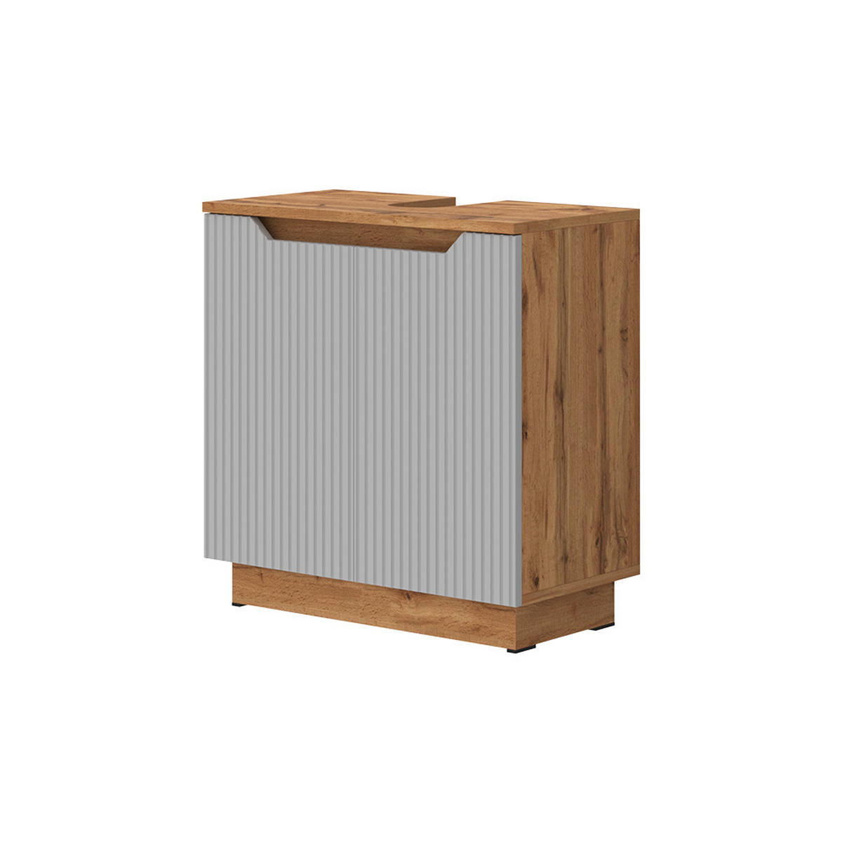 WASCHBECKENUNTERSCHRANK Lotta Eiche/grau gestreift 59.8 x 62.1 cm mit 2 Türen - Eichefarben/Grau, Holzwerkstoff (59.8/62.1/32cm) - Vicco