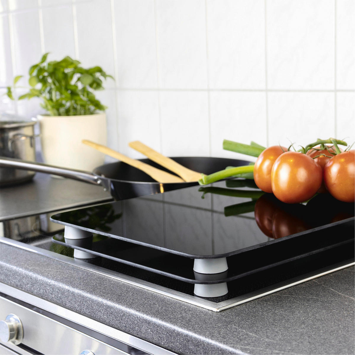 HERDABDECKPLATTEN 2 Stück Black 52/30 cm - Schwarz, Glas (30/52cm) - Wenko