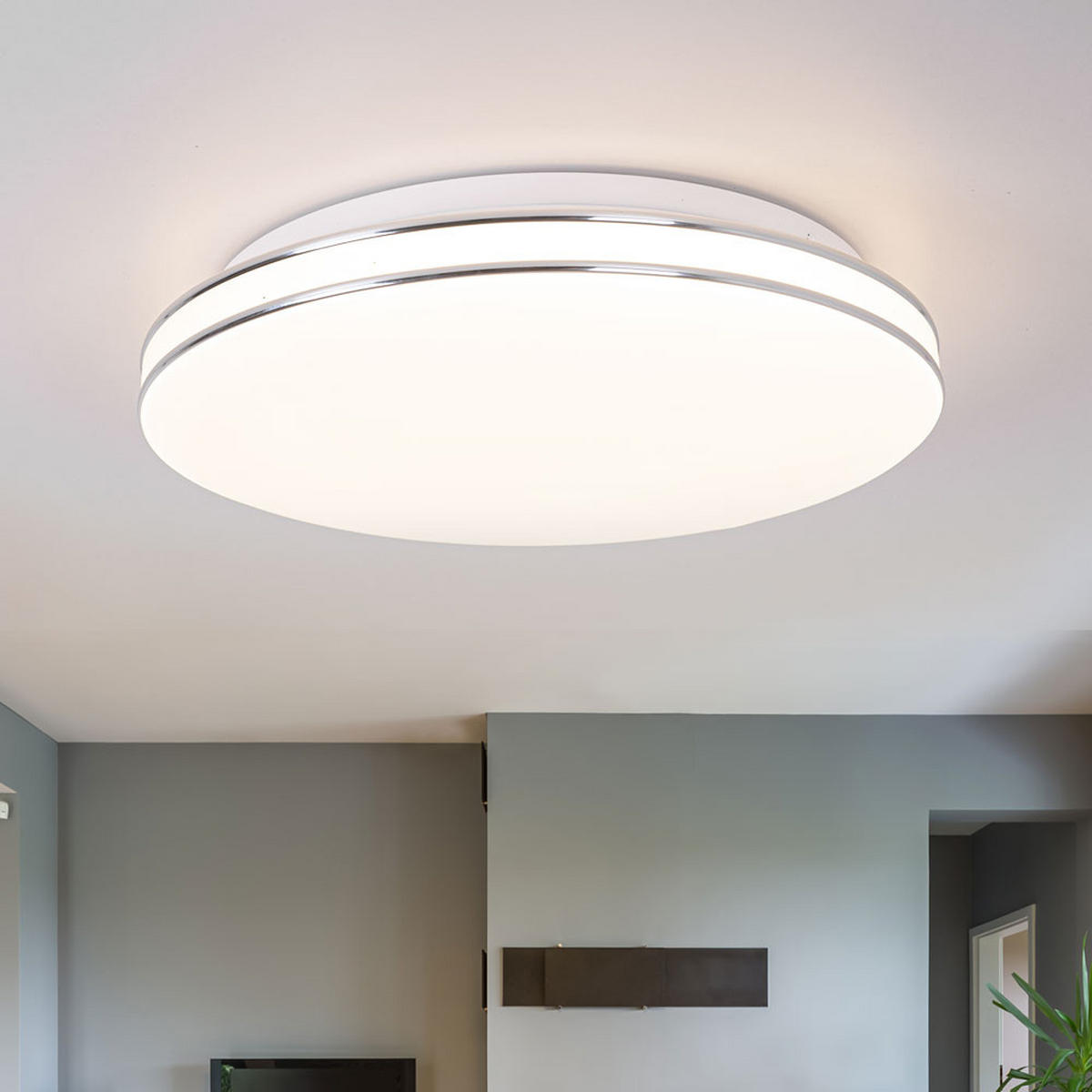 LED DECKENLEUCHTE Metall Weiß Opal - Weiß, Metall (37/37/8cm) - Globo Lighting