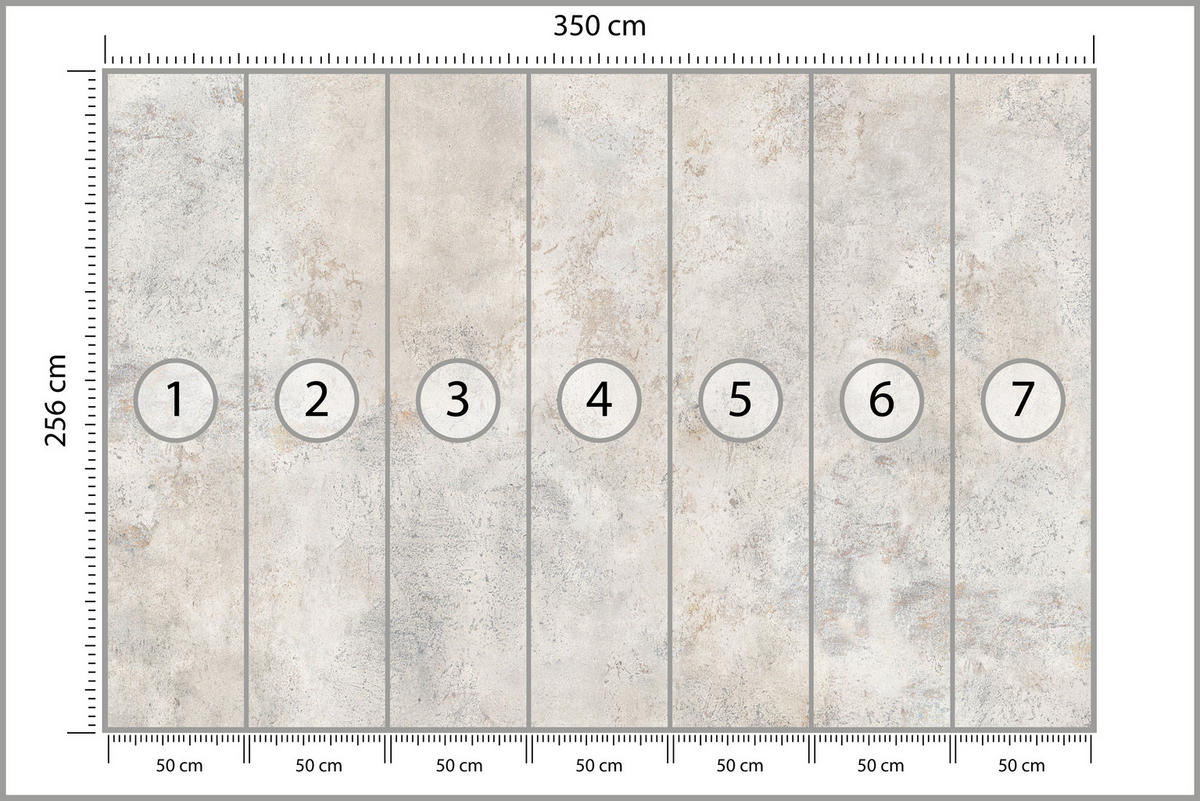 FOTOTAPETE für Wohnzimmer Grau Betonmuster Minimalismus 350x256 - Beige/Grau, Papier (350/256cm) - Muralo