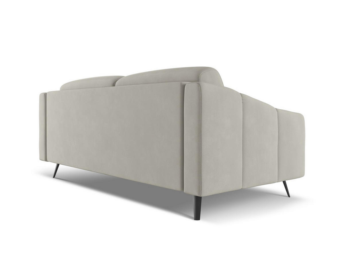 3-SITZER SOFA Chenille Stoff Beige - Beige/Schwarz, Textil/Metall (202/80/95cm) - Makamii