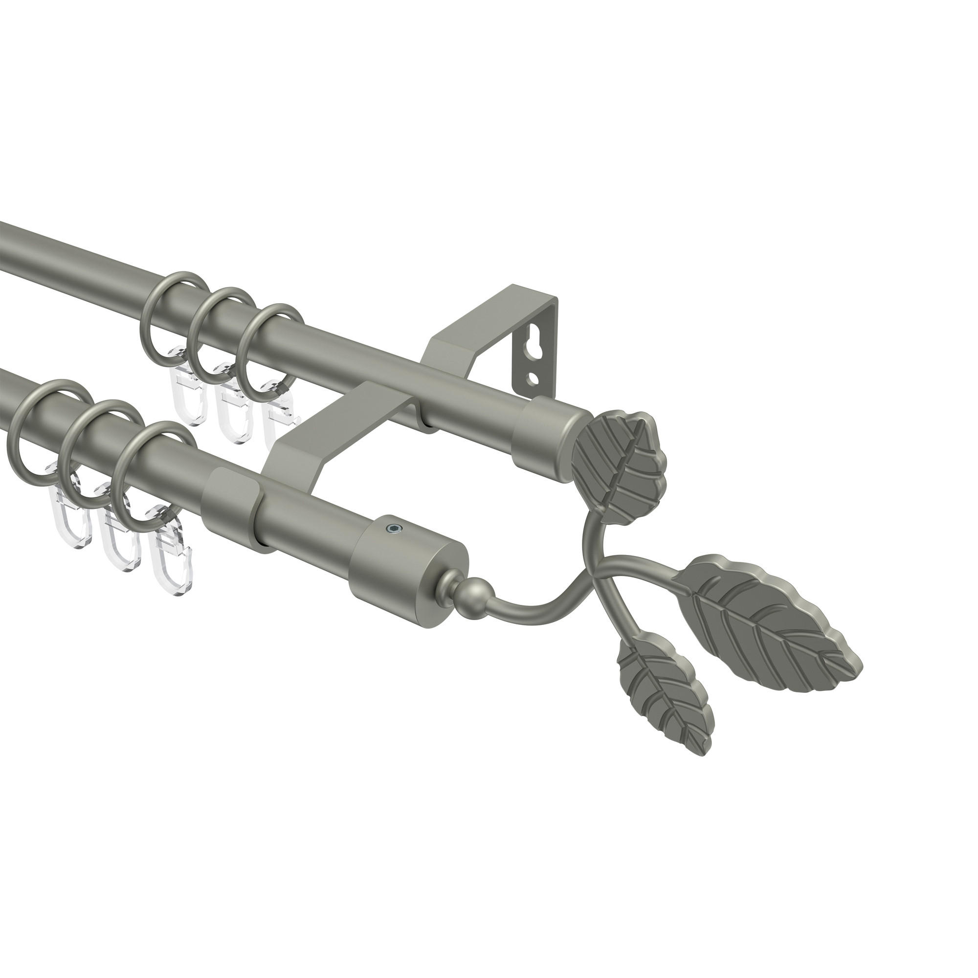 GARDINENSTANGE Olymp Alessia 180 cm, 2-läufig, 16 mm Ø Chrom matt - Chromfarben/Nickelfarben, Metall (180cm) - INTERDECO