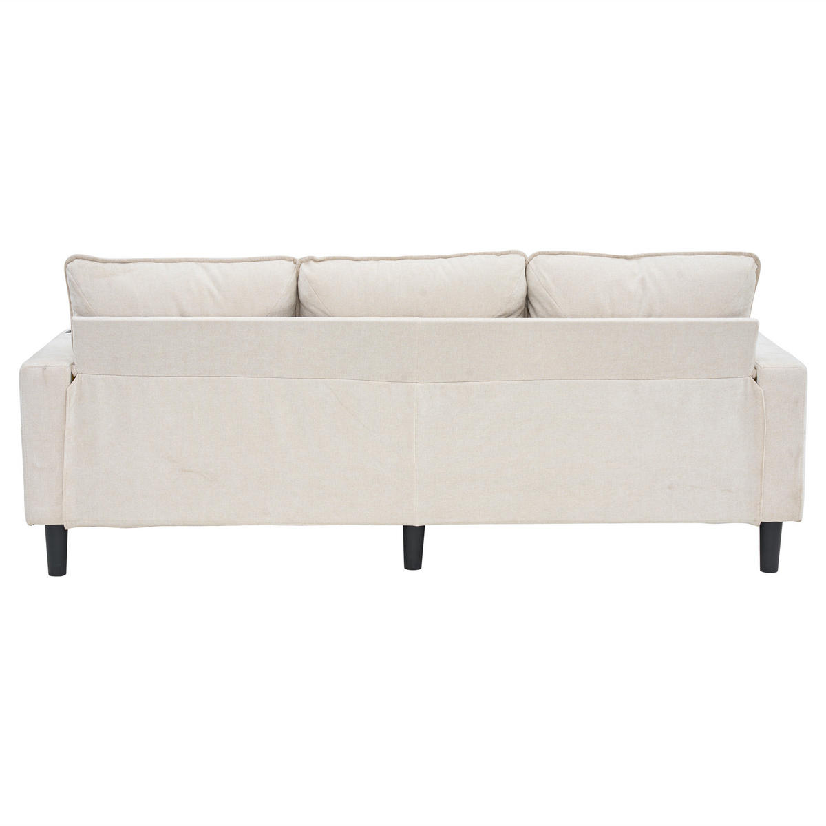 SOFA 3-Sitzer L Form Schlafsofa USB Typ C Getränkehalter Beige - Beige, Naturmaterialen (202/137cm) - FLIEKS