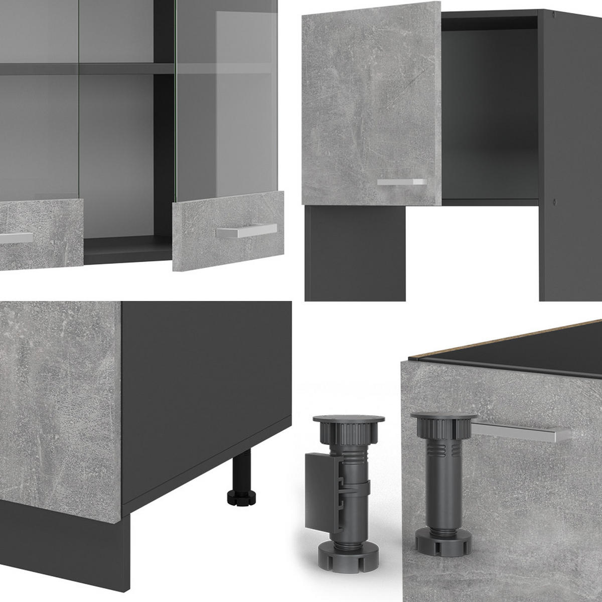 Anthrazit/Grau, Holzwerkstoff (247/81.6/60cm) - Vicco