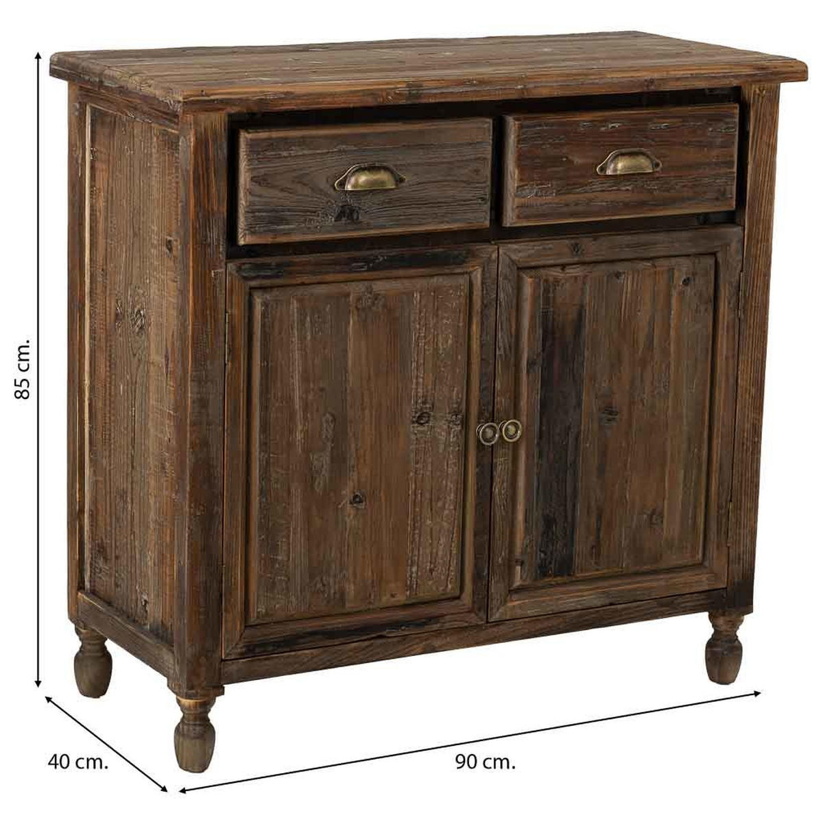 ANRICHTE mit 2 türen und 2 schubladen 90x40x85 cm - Braun, Holz (90/85/40cm) - Wanderlust