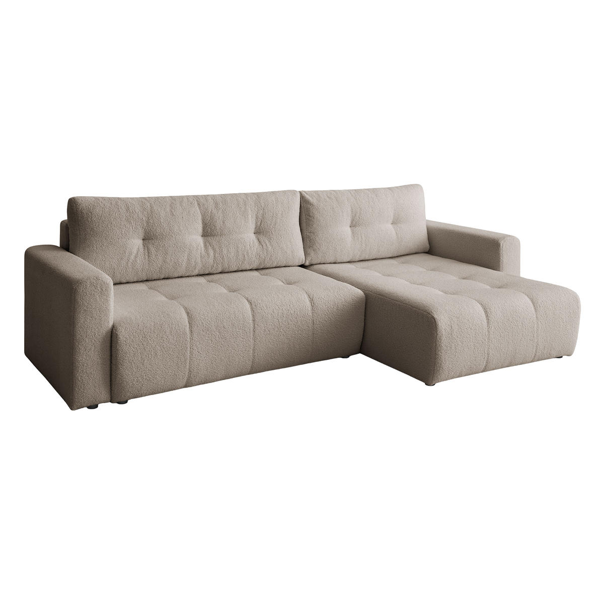 ECKSOFA WALONGO mit Schlaffunktion, Beige - Beige, Textil (261/143cm) - Fedve