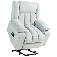 FERNSEHSESSEL mit Aufstehhilfe, Samt, Hellgrau - Hellgrau, Textil (101/104/93cm) - HOMCOM