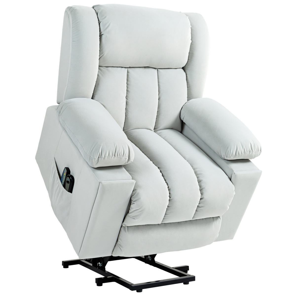 FERNSEHSESSEL mit Aufstehhilfe, Samt, Hellgrau - Hellgrau, Textil (101/104/93cm) - HOMCOM