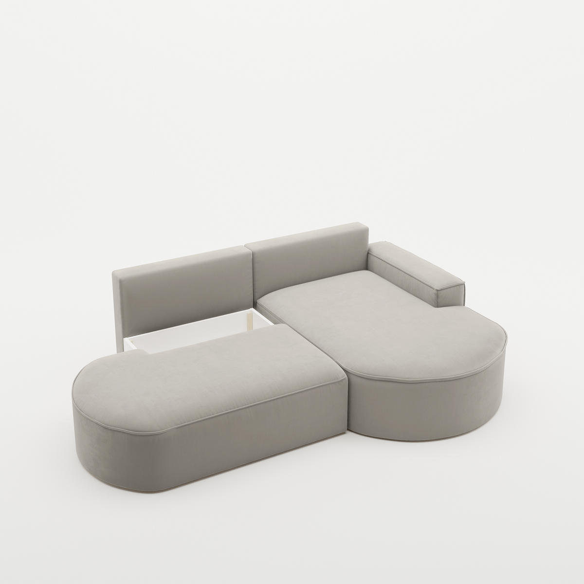 ECKSOFA Modena Pro - Komfort Und Stil Stoff Salvador Hellgrau Rechts - Hellgrau, Holz (278/179cm) - Kaiser Möbel