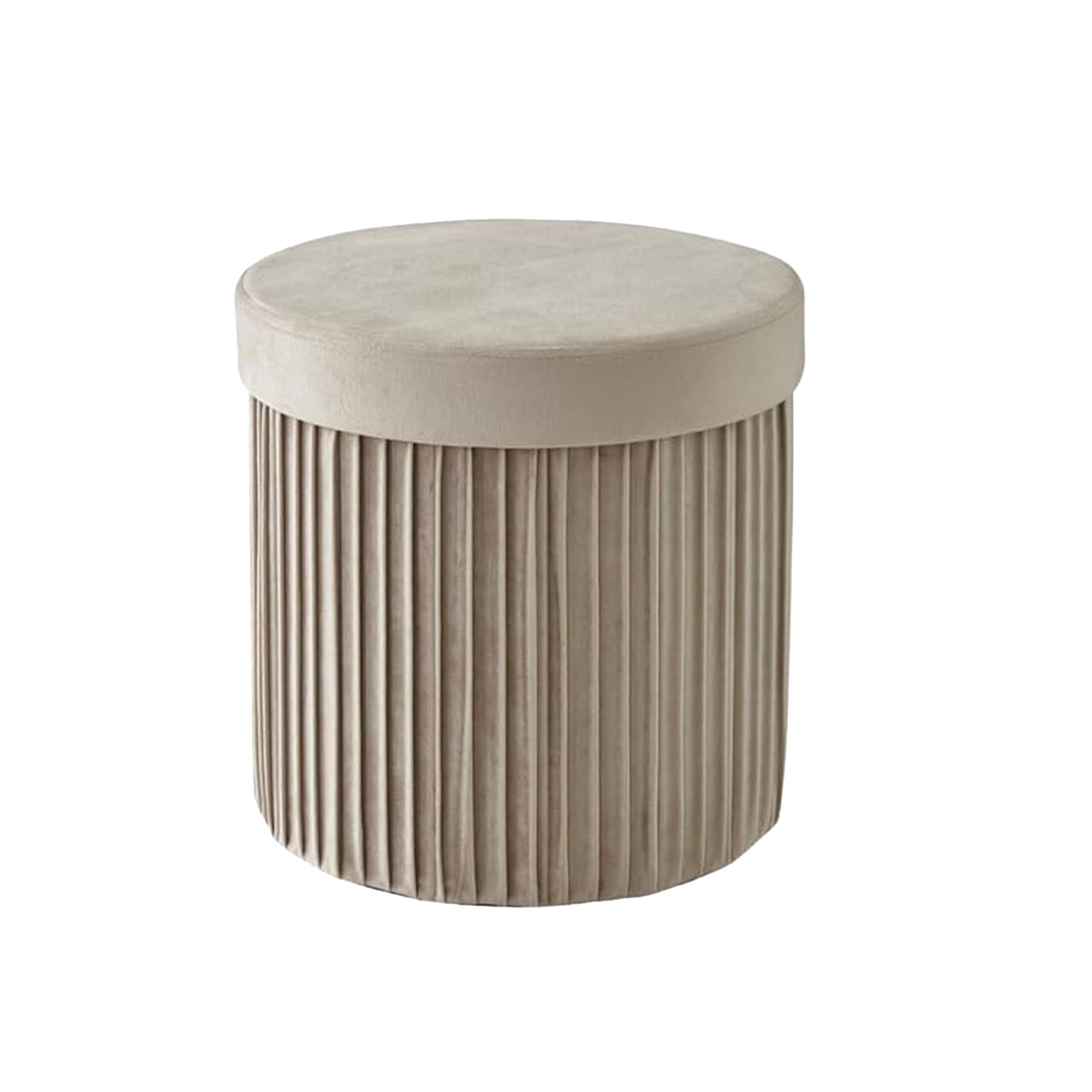 TABURETA - bež, tekstil/leseni material (38/38/38cm) - Relaxdays