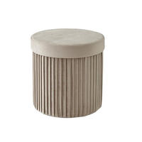 TABURETA - bež, tekstil/leseni material (38/38/38cm) - Relaxdays