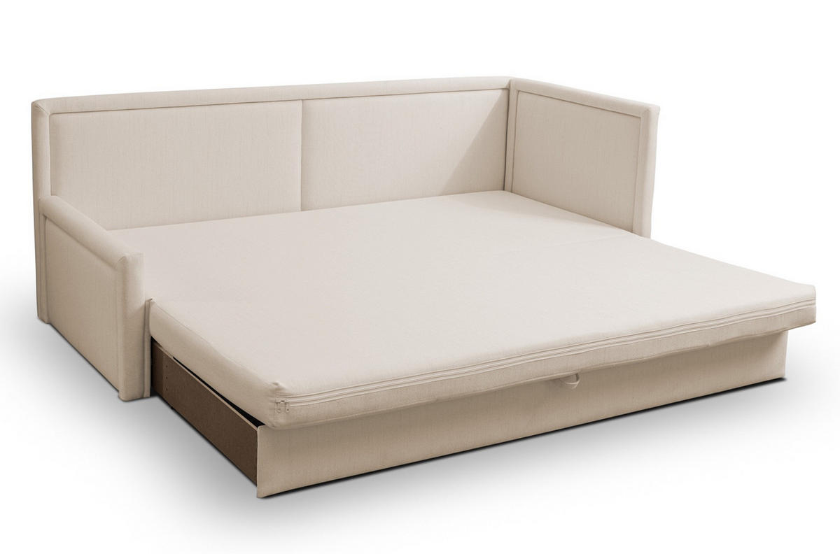 JUGENDBETT Caprili Hellbeige mit Bettkasten - Ecru/Schwarz, Kunststoff/Textil (163/189cm) - Selsey