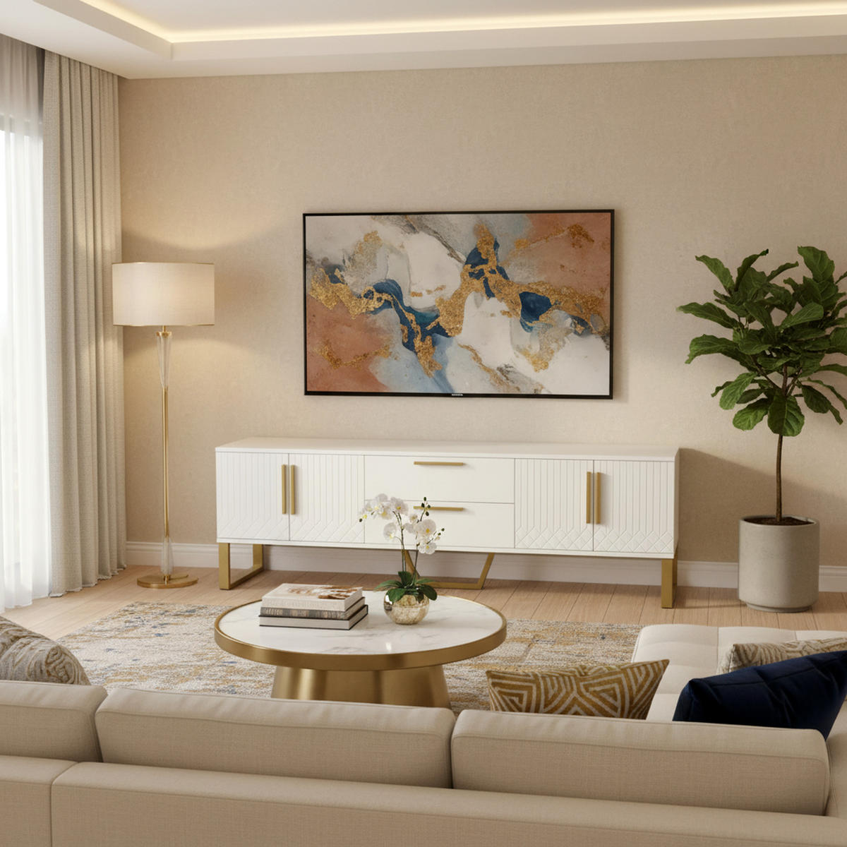 LOWBOARD Weiß 170/40/53.5 cm - Weiß, Holzwerkstoff (40/53.5/170cm) - Urban Meuble