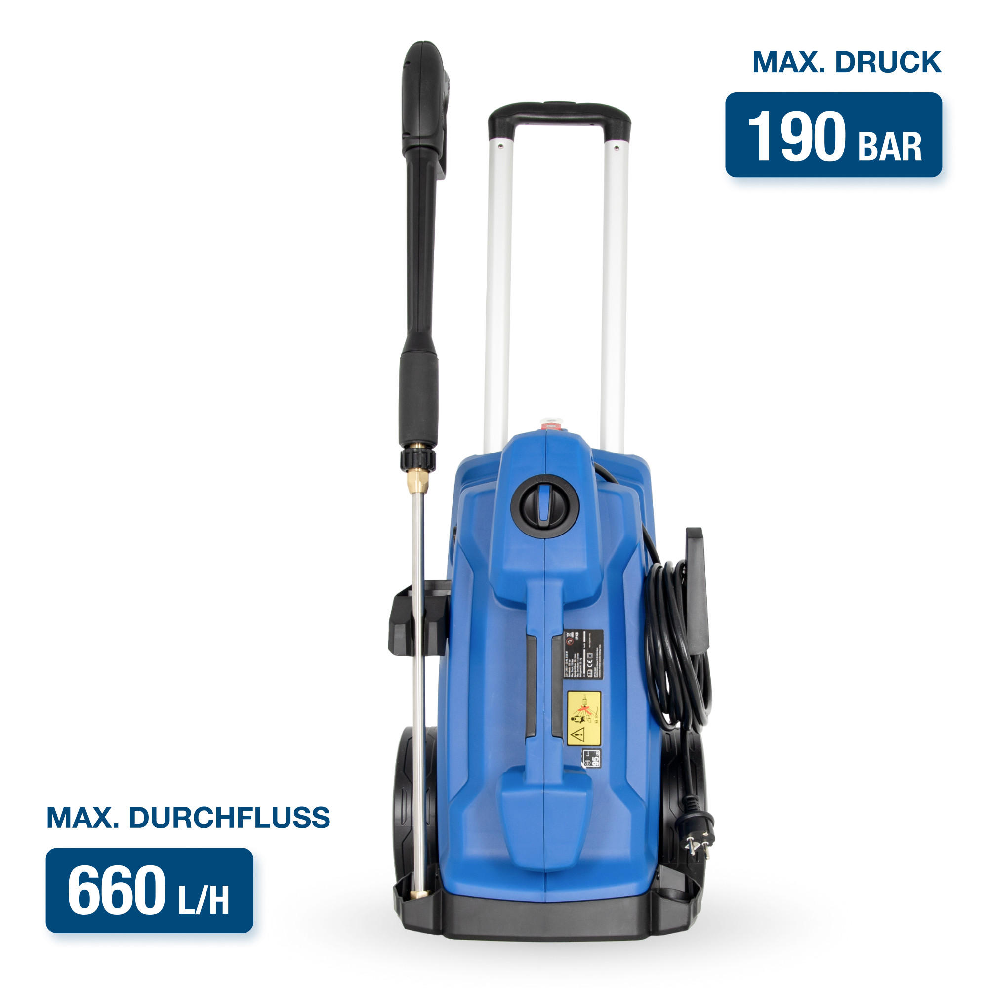 ELEKTRO-HOCHDRUCKREINIGER HPW3100IE (3100W, 190bar, 660 l/h, Induktionsmotor, Blau) - Blau, Kunststoff (33/93/33cm) - HYUNDAI