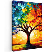 LEINWANDBILD - Baum - Kunst - Natur - Sonnenuntergang - 60x90 - Kunstdruck - Multicolor, Textil (60/90cm) - MuchoWow