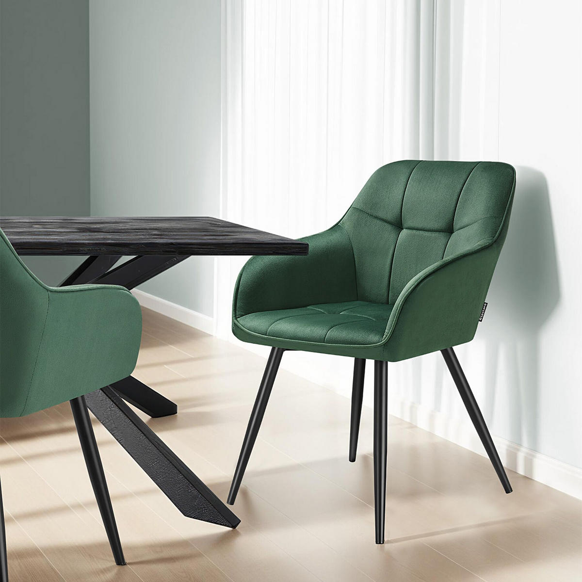 ESSZIMMERSTUHL Marilyn,58 x 62 x 82 cm,dunkelgrün/schwarz - Dunkelgrün/Schwarz, Kunststoff (58/82/62cm) - tectake